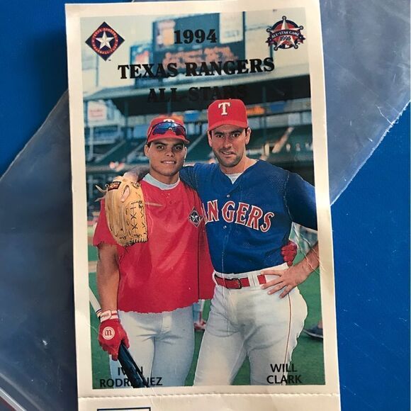 1995 Texas Rangers All Star Game Pin Card Ivan Rodriguez Will Clark - Picture 5 of 11
